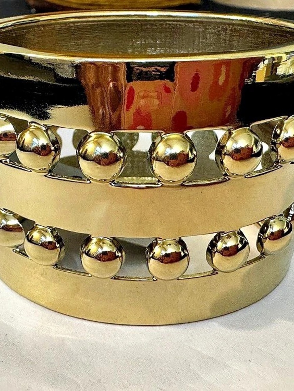 Gold-Tone Beaded Cuff Bracelet Like New